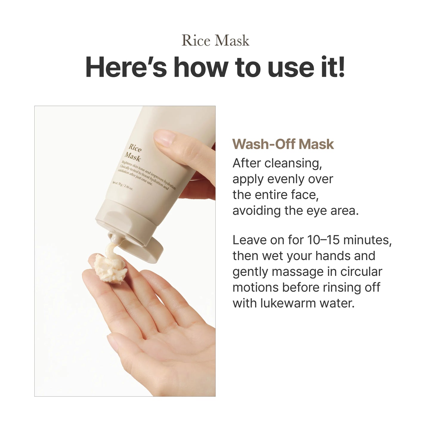 I'M from Rice Mask, Gentle Exfoliating & Hydrating Wash-Off Face Mask with Rice Powder for Glass Skin, Suitable for Sensitive Skin, 2.37 Fl Oz