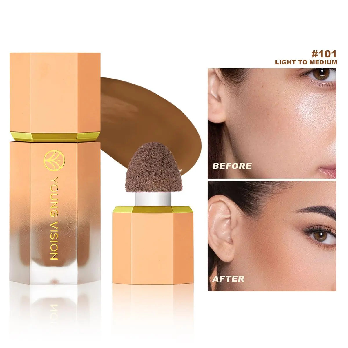 Long-Wearing Flawless Makeup Liquid Contouring Bronzer, Facial Detailing Cream with Sponge Brush, Cosmetics Make-Up Supplies