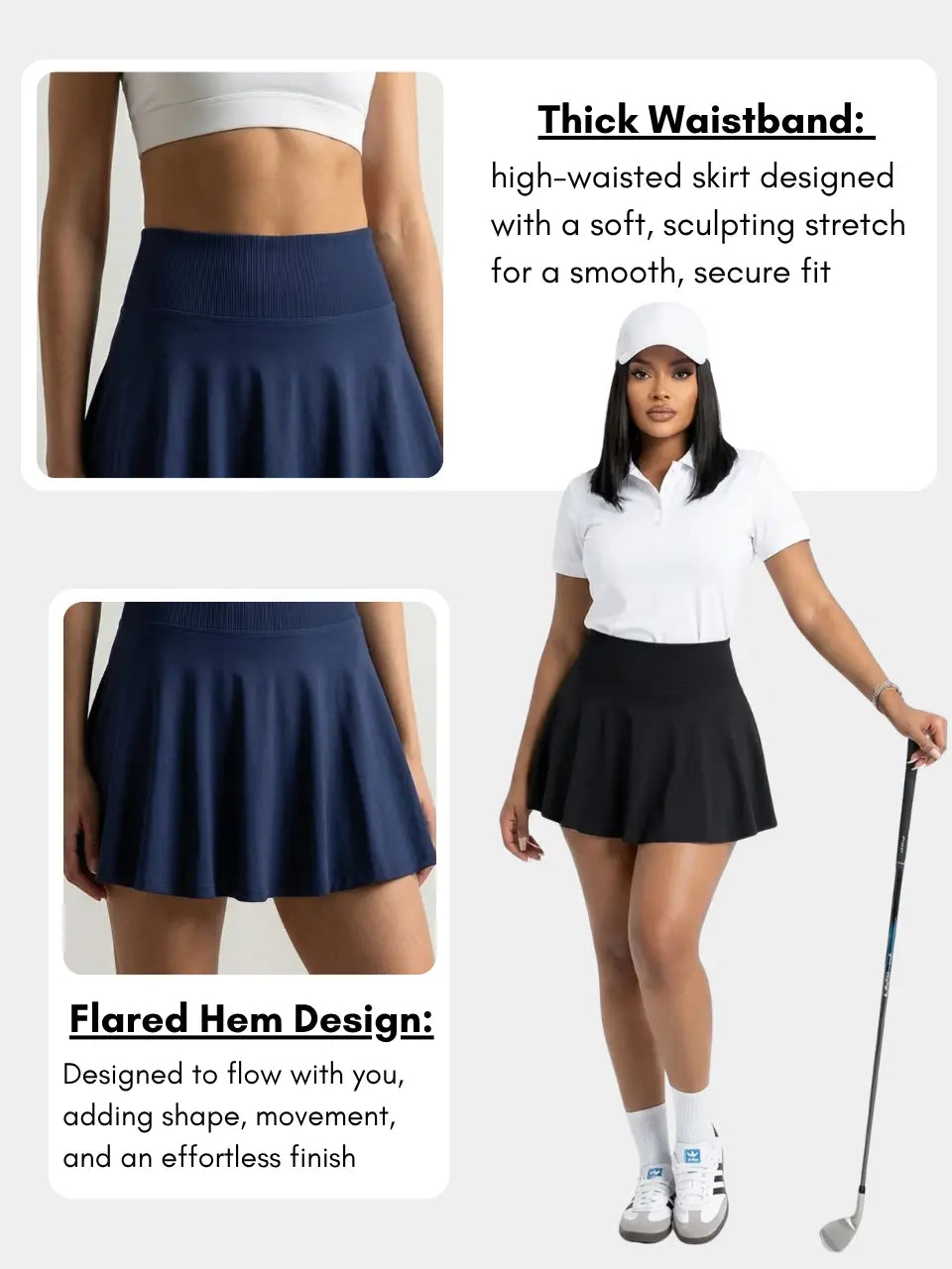 2-Pack Pleated High-Waist Tennis Skirt – Built-In Shorts & Hidden Pocket