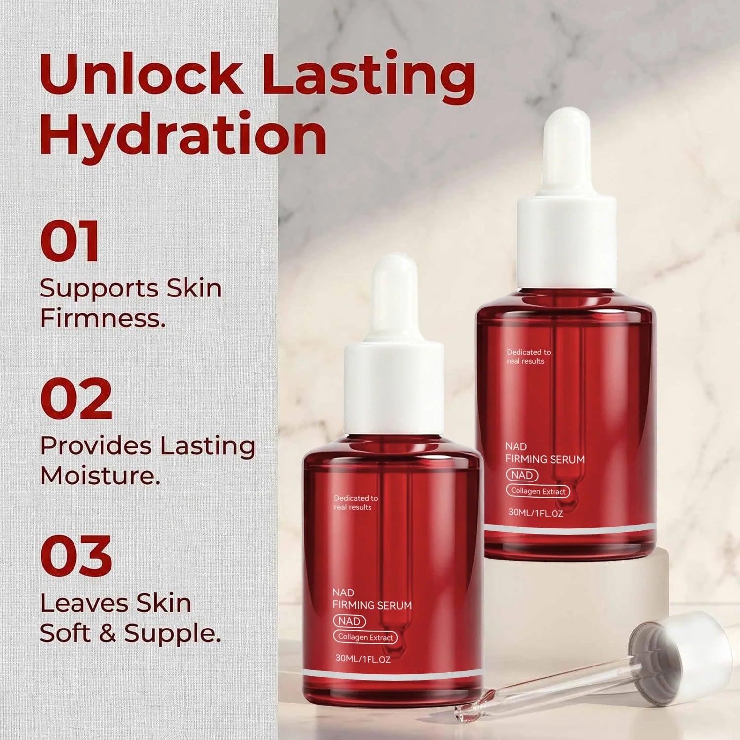 NAD+ Firming Serum Collagen Extract & Peptides Facial Serum Improve Skin Elasticity for Smoother Suitable for All Skin Types30Ml