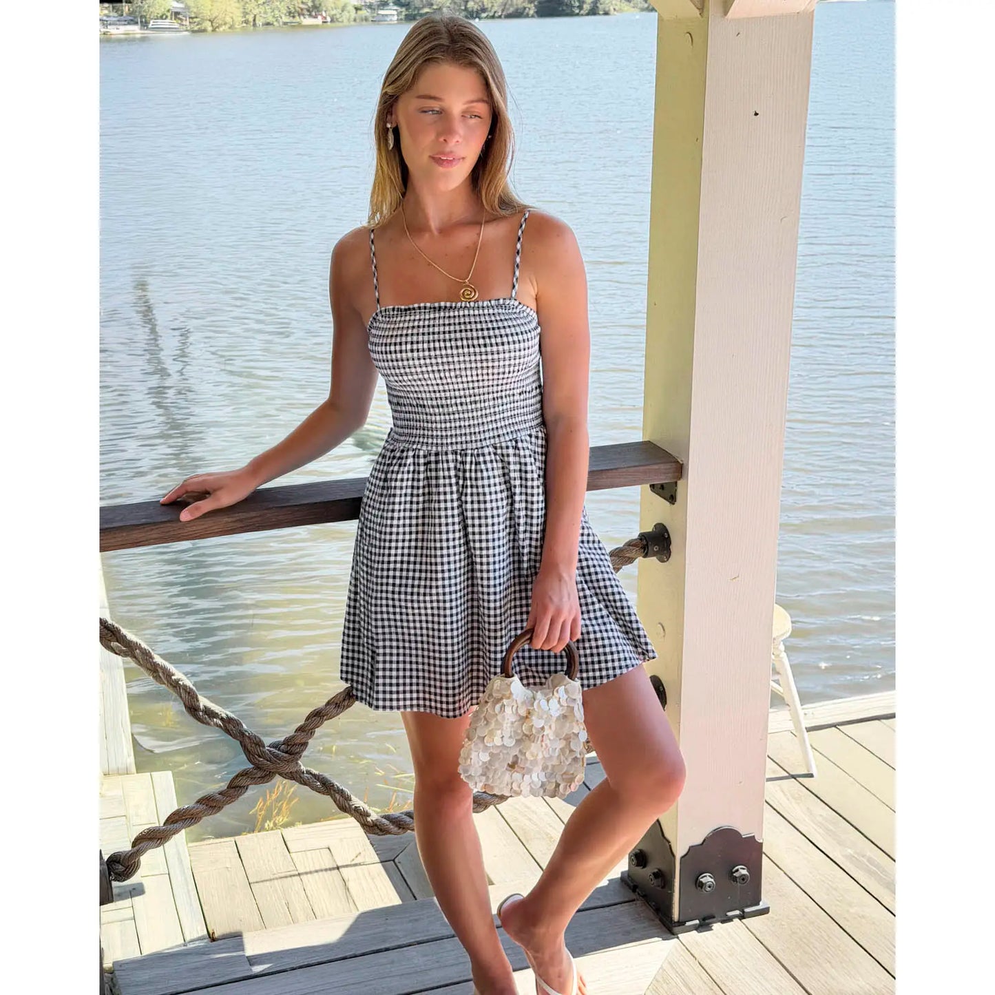 Gingham Fit & Flare Dress