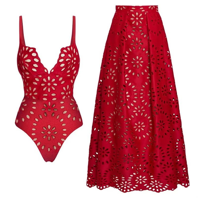 Dive into summer with the Flaxmaker Women’s One-Piece Swimsuit! 🌊✨ Featuring stunning black laser-cut flowers and a deep V neck, this chic bathing suit is perfect for beach days and sunny getaways! #SwimwearGoals #SummerStyle