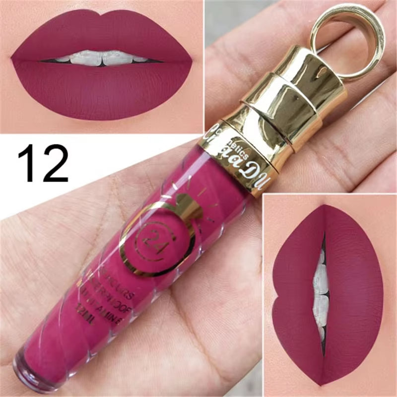 20 Colors Lipstick Waterproof Long Lasting Matte+Shimmer Mental Beauty Lip Gloss Nude Glitter Lip Gloss Beauty Red Lip Tint New