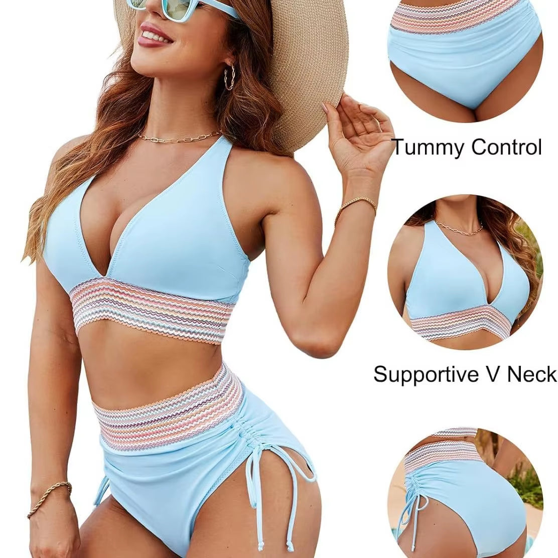 Dive into summer with our 2026 Women's High Waist Split Bikini! 🌊✨ Features adjustable straps and a comfy chest cushion for the perfect fit. #SwimwearGoals #BeachReady