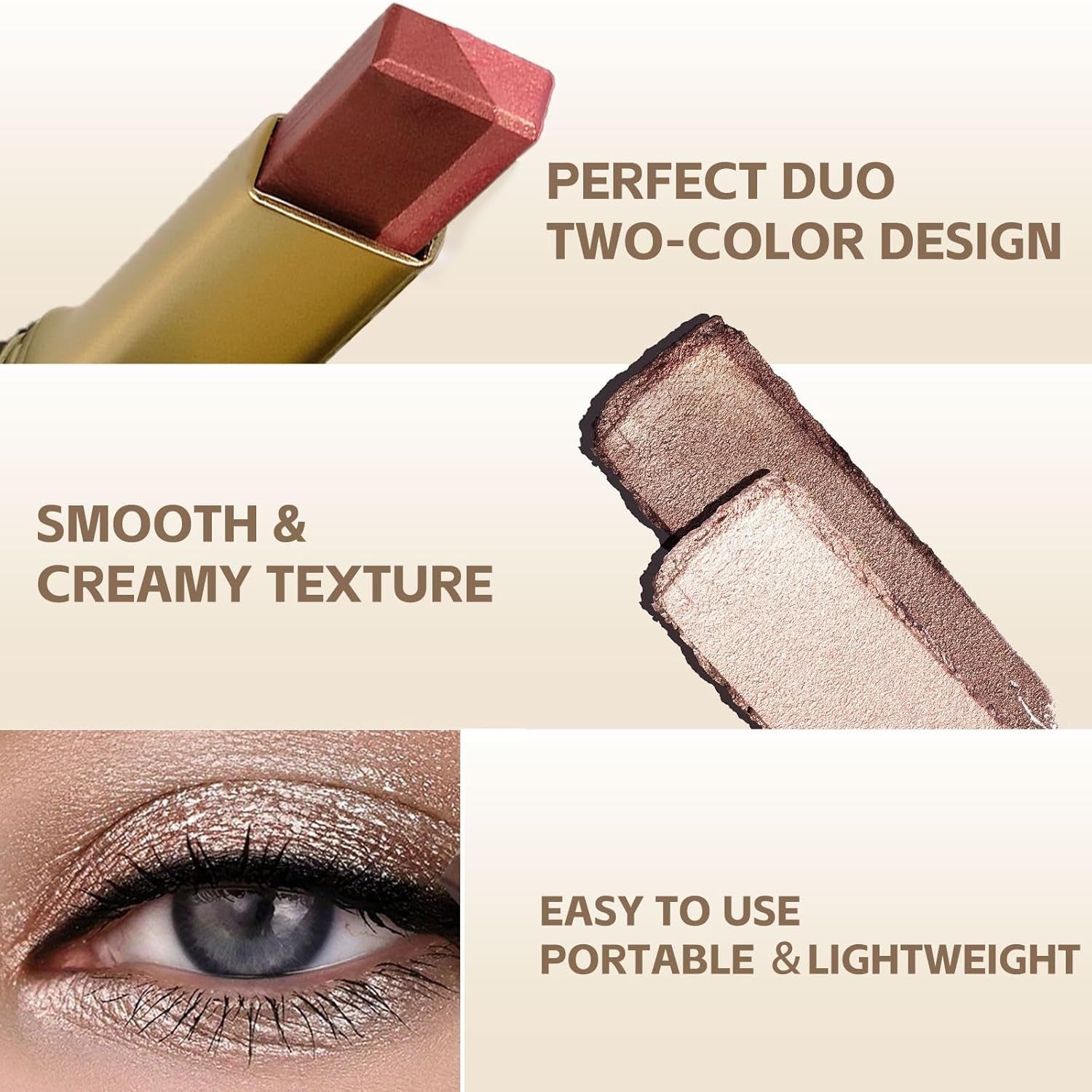 6 Pcs Glitter Eye Shadow Stick Shimmer Eye Shadow Set with Two-Color Gradient and Waterproof Eyeshadow Pen for Long Lasting Eye Makeup Gift