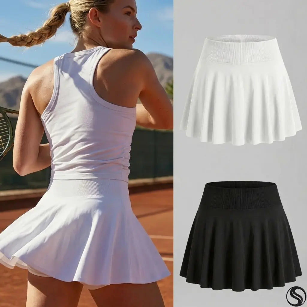 2-Pack Pleated High-Waist Tennis Skirt – Built-In Shorts & Hidden Pocket