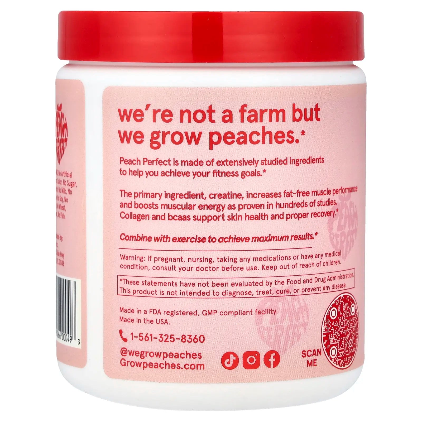 Peach Perfect Creatine, Pink Lemonade, 9.6 Oz (272 G)