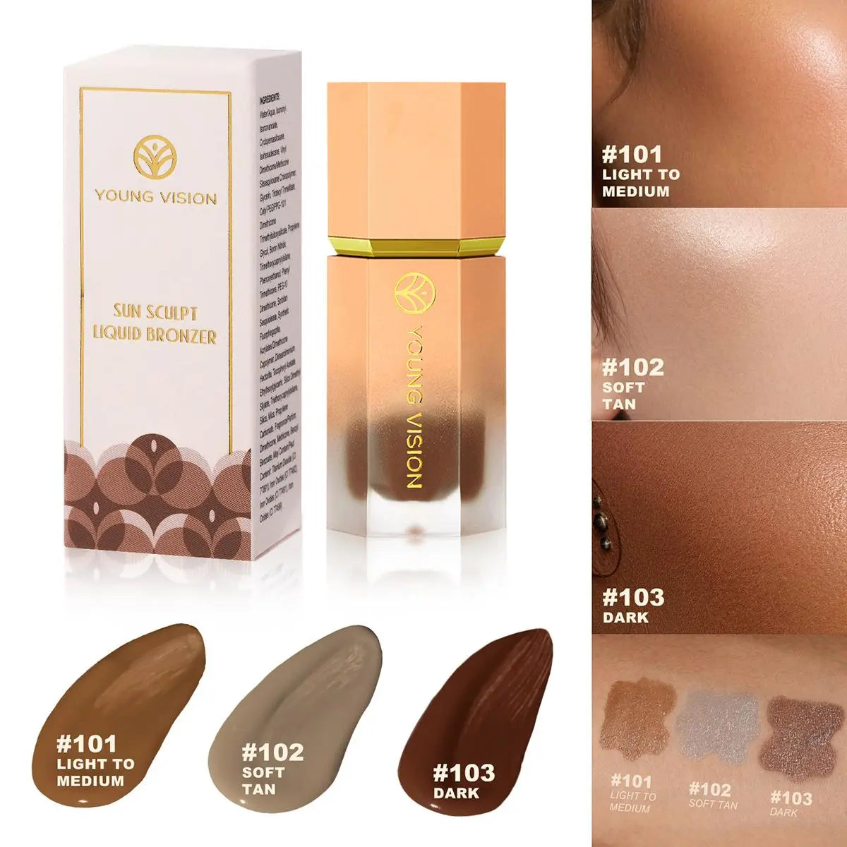Long-Wearing Flawless Makeup Liquid Contouring Bronzer, Facial Detailing Cream with Sponge Brush, Cosmetics Make-Up Supplies