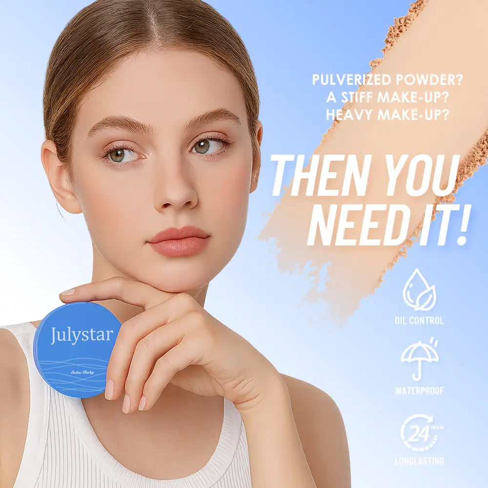 Oil Control Setting Face Powder Compact, Pressed Matte Formula for Oily Skin, Waterproof Daily Makeup Tool for Commuting and Travel