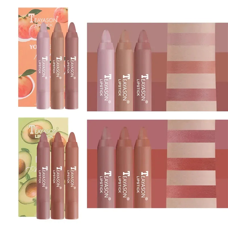3Pcs/Set Velvet Matte Lipsticks Set Long Lasting Waterproof Sexy Red Nude Lip Stick Tint Pen Natural Makeup Beauty Cosmetic
