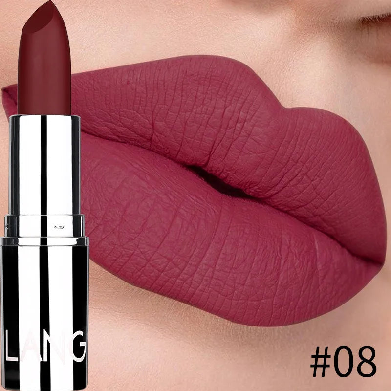 New Matte Lipstick Waterproof Velvet Lips Stick 8 Colors Sexy Non-Stick Cup Lasting Make-Up Moisturizing Solid Lipstick Maquiage
