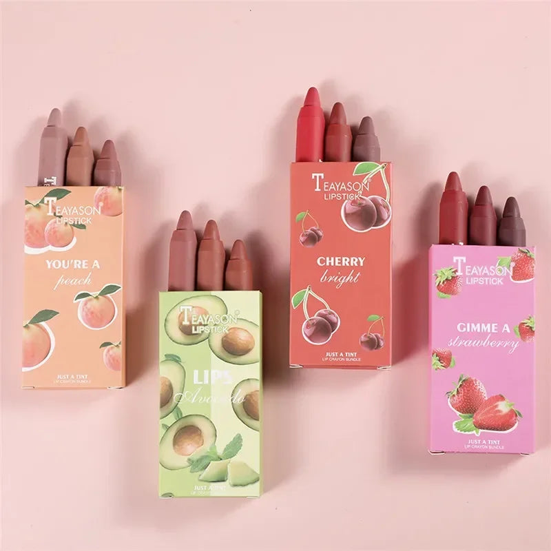 3Pcs/Set Velvet Matte Lipsticks Set Long Lasting Waterproof Sexy Red Nude Lip Stick Tint Pen Natural Makeup Beauty Cosmetic
