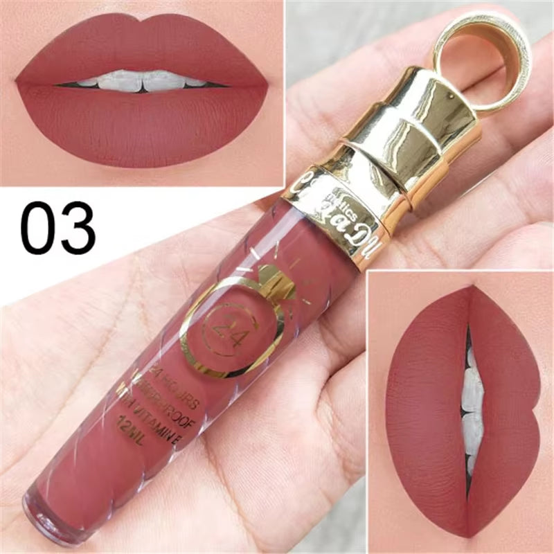 20 Colors Lipstick Waterproof Long Lasting Matte+Shimmer Mental Beauty Lip Gloss Nude Glitter Lip Gloss Beauty Red Lip Tint New