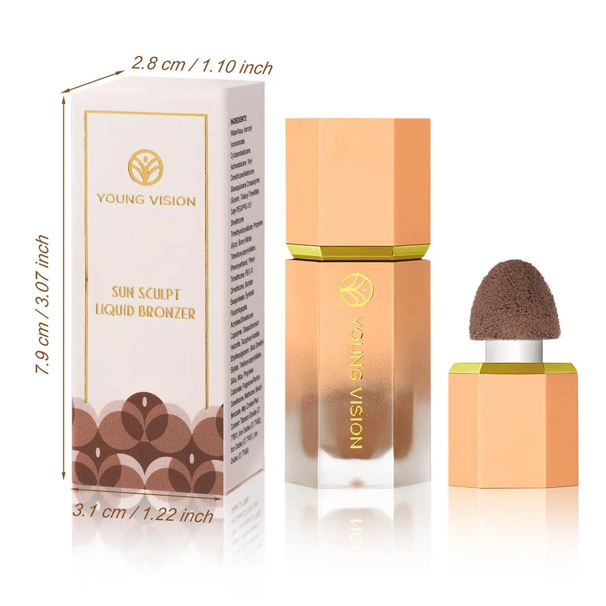 Long-Wearing Flawless Makeup Liquid Contouring Bronzer, Facial Detailing Cream with Sponge Brush, Cosmetics Make-Up Supplies