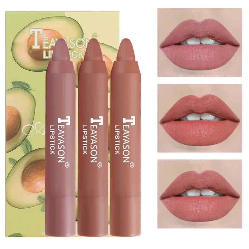 3Pcs/Set Velvet Matte Lipsticks Set Long Lasting Waterproof Sexy Red Nude Lip Stick Tint Pen Natural Makeup Beauty Cosmetic