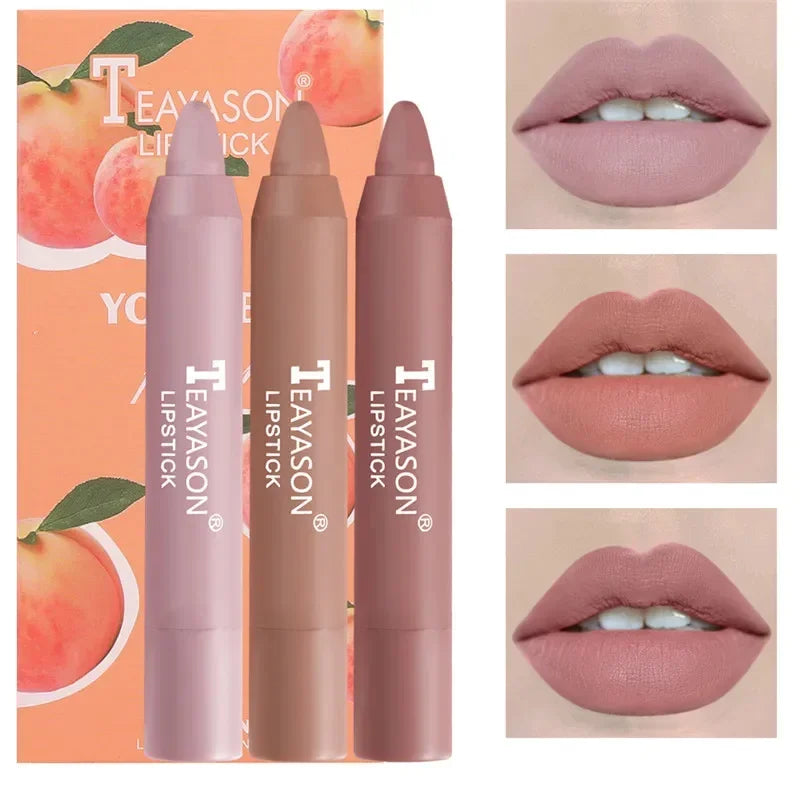3Pcs/Set Velvet Matte Lipsticks Set Long Lasting Waterproof Sexy Red Nude Lip Stick Tint Pen Natural Makeup Beauty Cosmetic