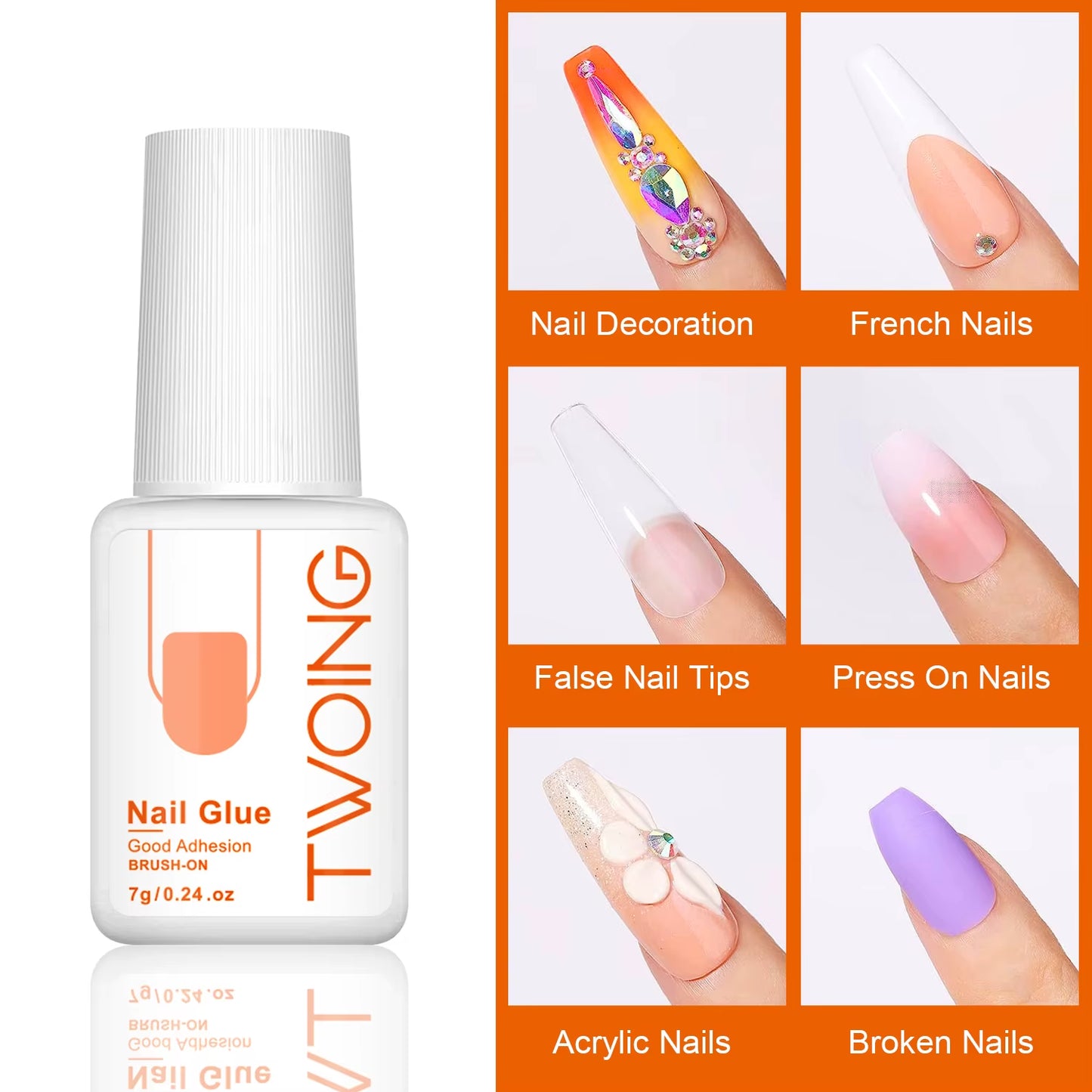 7G Super Strong Nail Glue for False Nail Tips, Acrylic Nails,Press on Nails,Fake Nails Art Decoration Lasting Adhesion