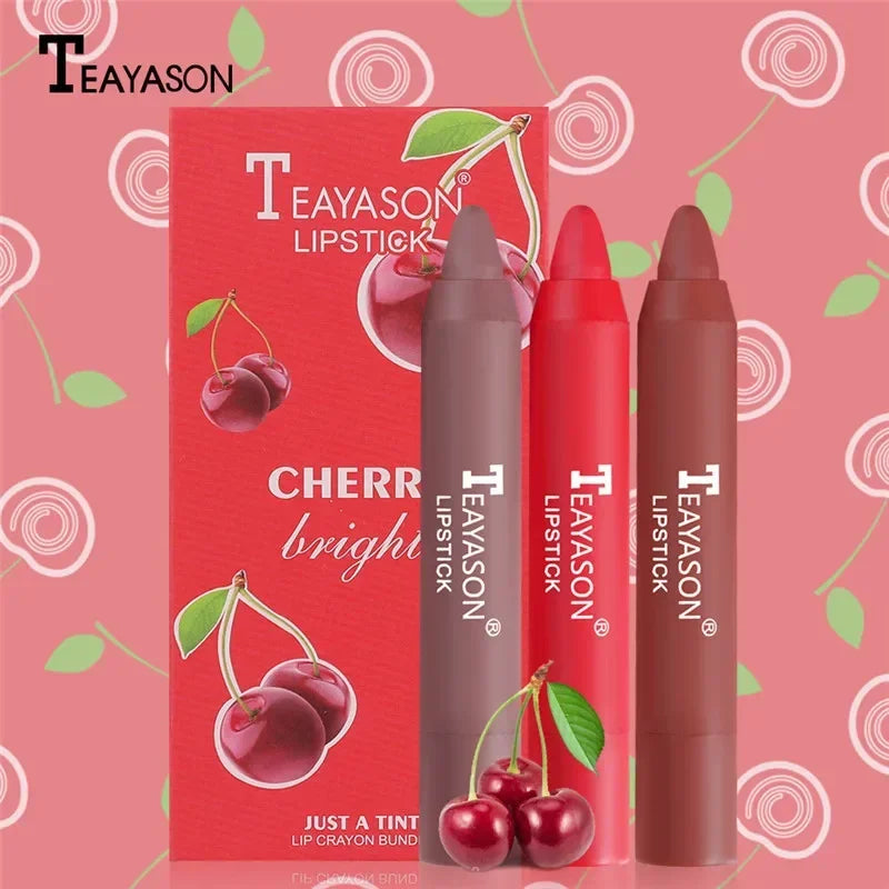 3Pcs/Set Velvet Matte Lipsticks Set Long Lasting Waterproof Sexy Red Nude Lip Stick Tint Pen Natural Makeup Beauty Cosmetic